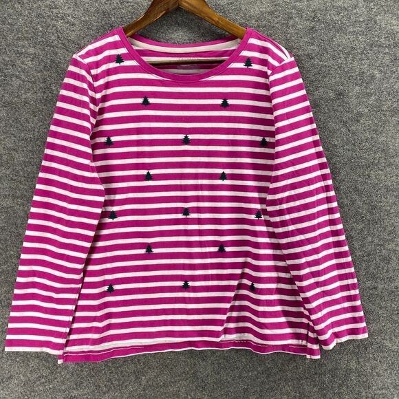Talbots Tops - Talbots T-Shirt Women XL Purple Striped Long Sleeve Crew Neck Pullover Cotton